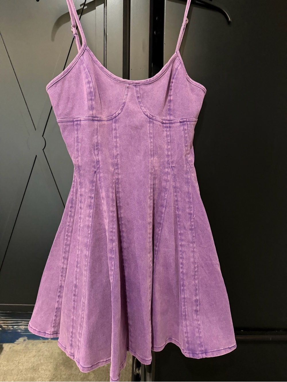 Boutique purple denim fit & flare dress